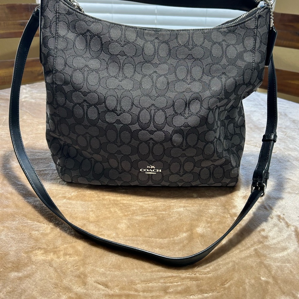 Coach Dark Gray Signature Shoulder Bag
